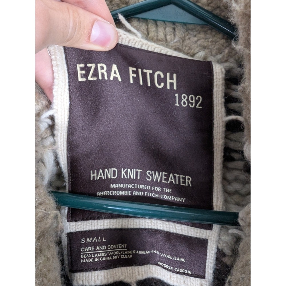 Ezra Fitch Women's Small Abercrombie Hand Knit Wool Fair Isle Cardigan Brown - Picture 7 of 11